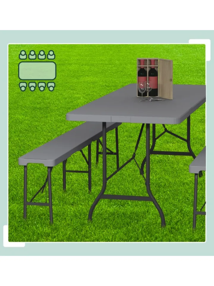 relaxdays Möbel-Sets<3-tlg. Bierzeltgarnitur in Grau