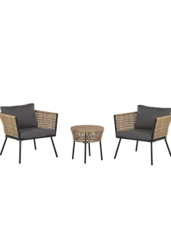 Beliani Gartenmöbel<3-tlg Bistro Set GARGANO in Braun/Grau