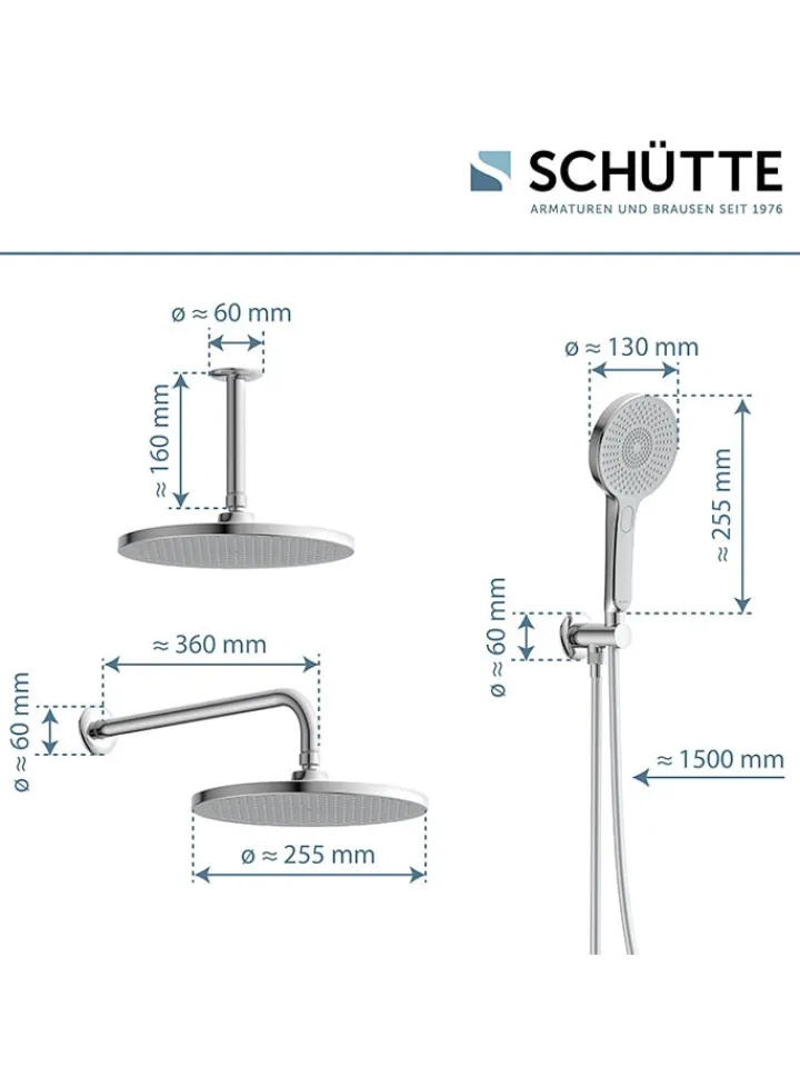 Schütte Badarmaturen<5tlg. Brause-Set ''Karibik'' in Chrom/ Hellgrau