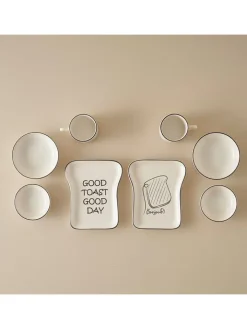 BELLA MAISON Gedeckter Tisch<8tlg. Frühstücksservice "Toast" in Weiß/ Schwarz