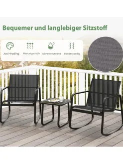 COSTWAY Gartenmöbel<3tlg. Gartenmöbel Set in Schwarz