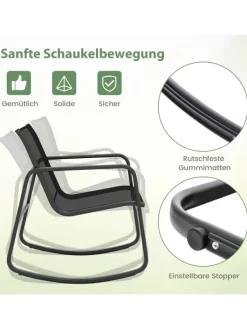 COSTWAY Gartenmöbel<3tlg. Gartenmöbel Set in Schwarz