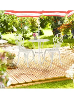 relaxdays Gartenmöbel<3-tlg. Gartenmöbel Set in Weiß/ Bronze