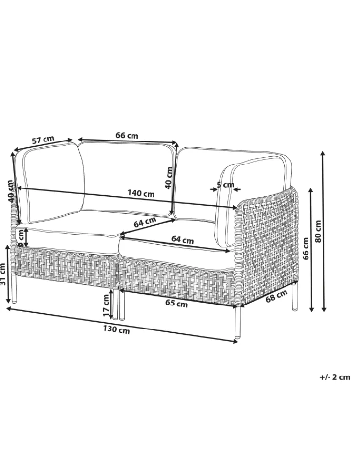 Beliani Gartenmöbel<2-tlg Gartensofa OMEGANA in Beige/Schwarz