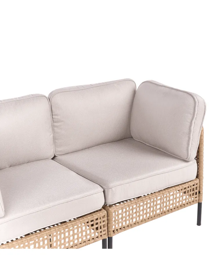 Beliani Gartenmöbel<2-tlg Gartensofa OMEGANA in Beige/Schwarz
