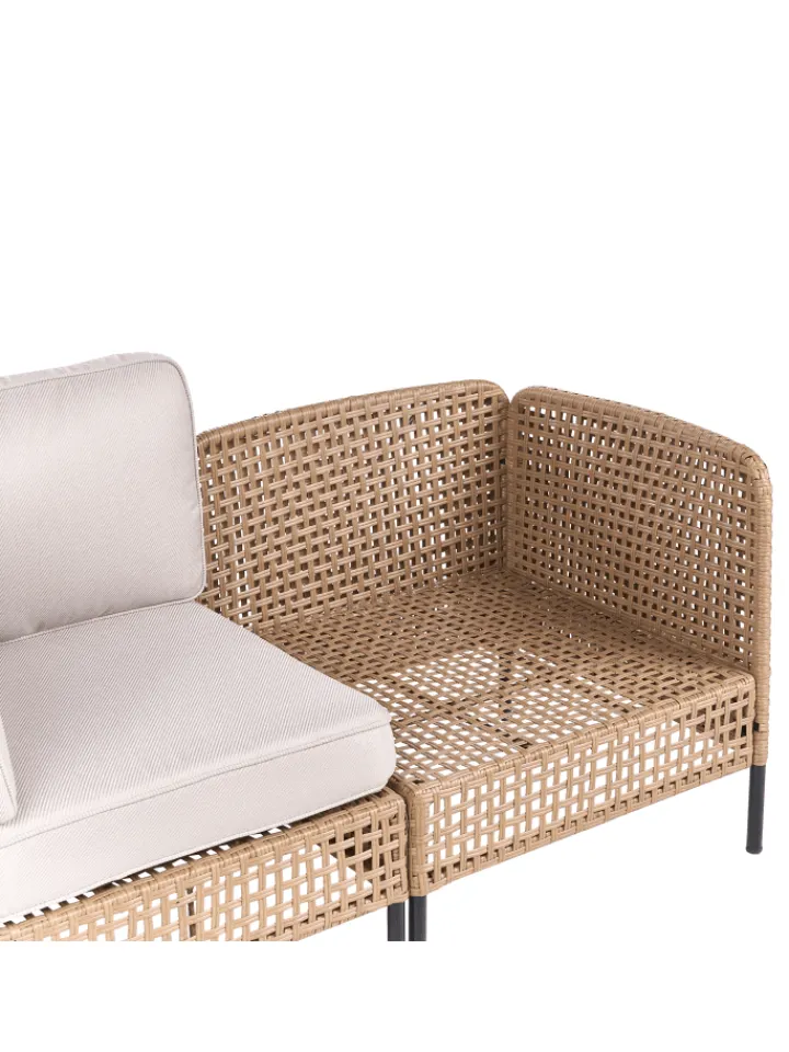 Beliani Gartenmöbel<2-tlg Gartensofa OMEGANA in Beige/Schwarz
