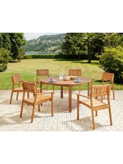Beliani Gartenmöbel<7-tlg Gartentisch Set AGELLO in Braun
