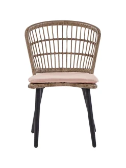 Beliani Gartenmöbel<7-tlg Gartentisch Set ALIANO in Beige/Schwarz