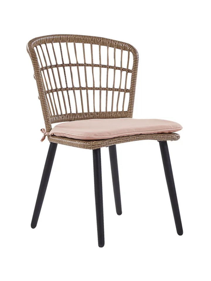 Beliani Gartenmöbel<7-tlg Gartentisch Set ALIANO in Beige/Schwarz