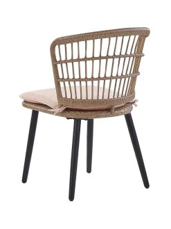Beliani Gartenmöbel<7-tlg Gartentisch Set ALIANO in Beige/Schwarz