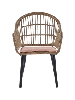Beliani Gartenmöbel<7-tlg Gartentisch Set ALIANO in Beige/Schwarz