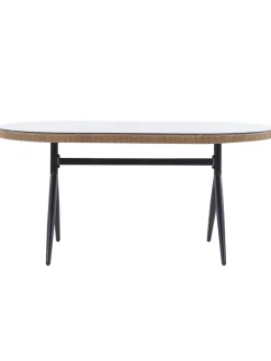 Beliani Gartenmöbel<7-tlg Gartentisch Set ALIANO in Beige/Schwarz