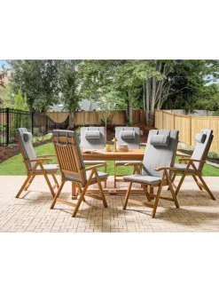Beliani Gartenmöbel<7-tlg Gartentisch Set JAVA PREMIUM in Braun/Grau