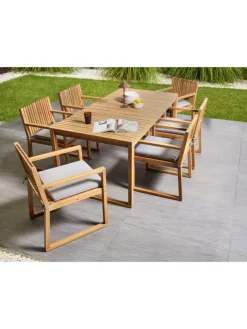 Beliani Gartenmöbel<17-tlg Gartentisch Set SASSARI PREMIUM in Braun/Grau