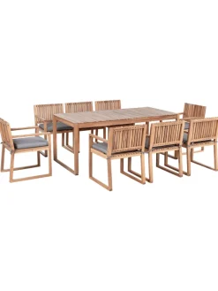 Beliani Gartenmöbel<17-tlg Gartentisch Set SASSARI PREMIUM in Braun/Grau