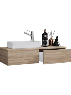 VCM Badezimmermöbel<2-tlg. Gäste WC Waschplatz Waschtisch schmal Gudas in Sonoma-Eiche