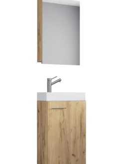 VCM Badezimmermöbel<3-tlg Gäste WC Waschplatz Waschtisch Slito Schrank in Honig-Eiche