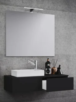VCM Badmöbel<3-tlg Gäste WC Waschplatz Waschtisch Gudas Spiegel in Schwarz