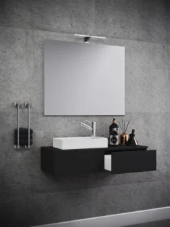 VCM Badmöbel<3-tlg Gäste WC Waschplatz Waschtisch Gudas Spiegel in Schwarz