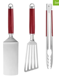 KitchenAid Grillen<3tlg. Indoor-Grillset in Silber/ Rot