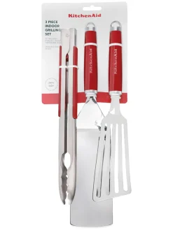KitchenAid Grillen<3tlg. Indoor-Grillset in Silber/ Rot