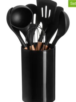 Maku Gedeckter Tisch<7tlg. Küchenhelfer-Set in Schwarz/ Hellbraun