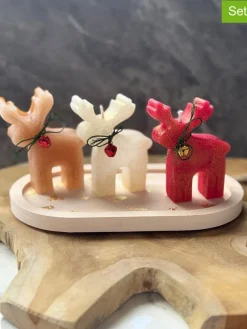 ABERTO DESIGN Kerzen, Vasen & Mehr<4tlg. Kerzen-Set in Beige/ Creme/ Rot