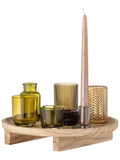 Bloomingville Wohndekoration<8tlg. Kerzenständer-Set ''Sanga'' in Beige/ Grün - (H)15 x Ø 32 cm