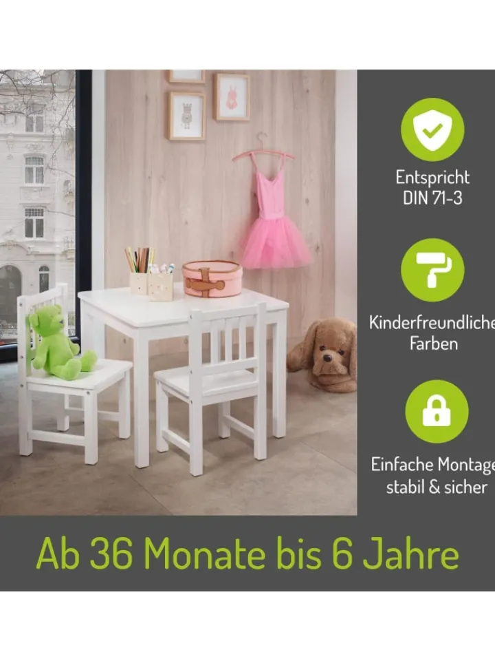 BOMI Möbel-Sets<3-tlg. Kindersitzgruppe Amy in Weiß