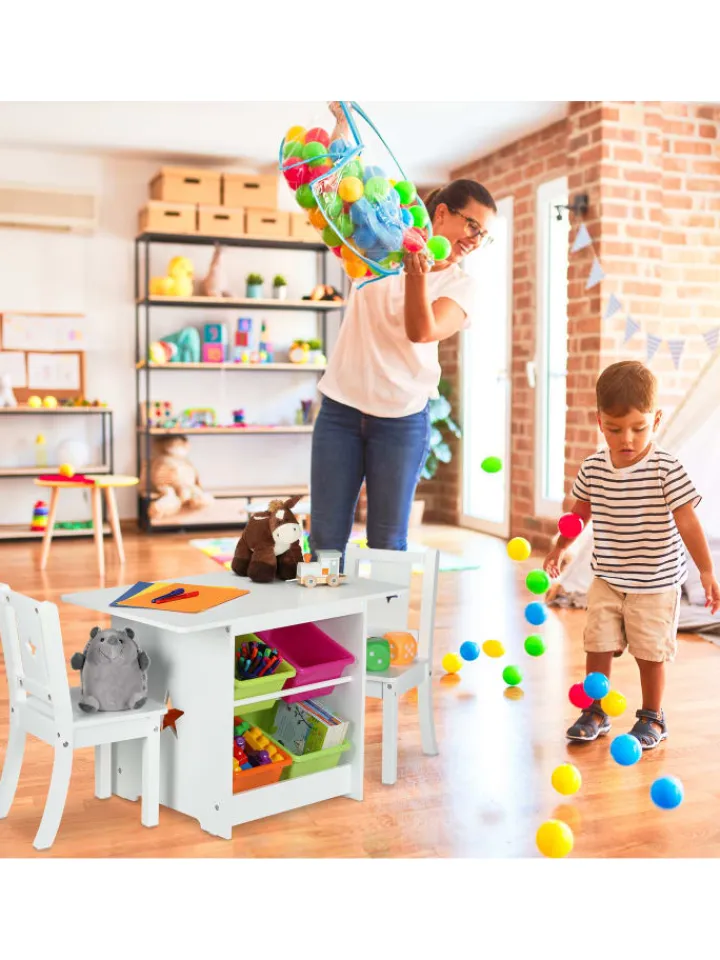 relaxdays Möbel-Sets<3-tlg. Kindersitzgruppe in Weiß