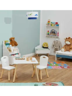 relaxdays Möbel-Sets<3-tlg. Kindersitzgruppe in Weiß/ Natur