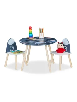 relaxdays Möbel-Sets<3-tlg. Kindersitzgruppe "Space Dino" in Bunt