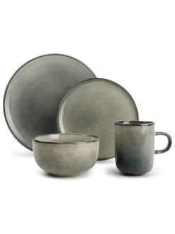Salt and Pepper Gedeckter Tisch<16tlg. Kombiservice "Meridian" in Beige/ Grau