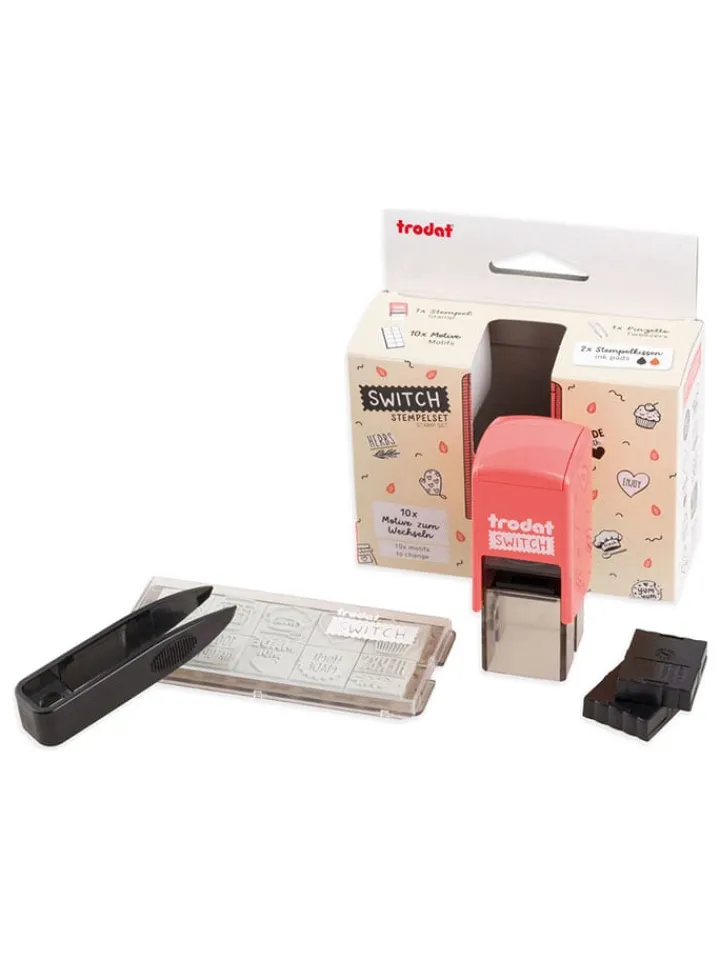 trodat Kreativbedarf & Do-It-Yourself<5tlg. Kreativstempel-Set: "Switch, Selbstgemachtes" in Koralle