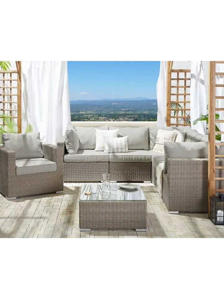 Beliani Gartenmöbel<7-tlg Lounge Set CONTARE in Grau/Beige