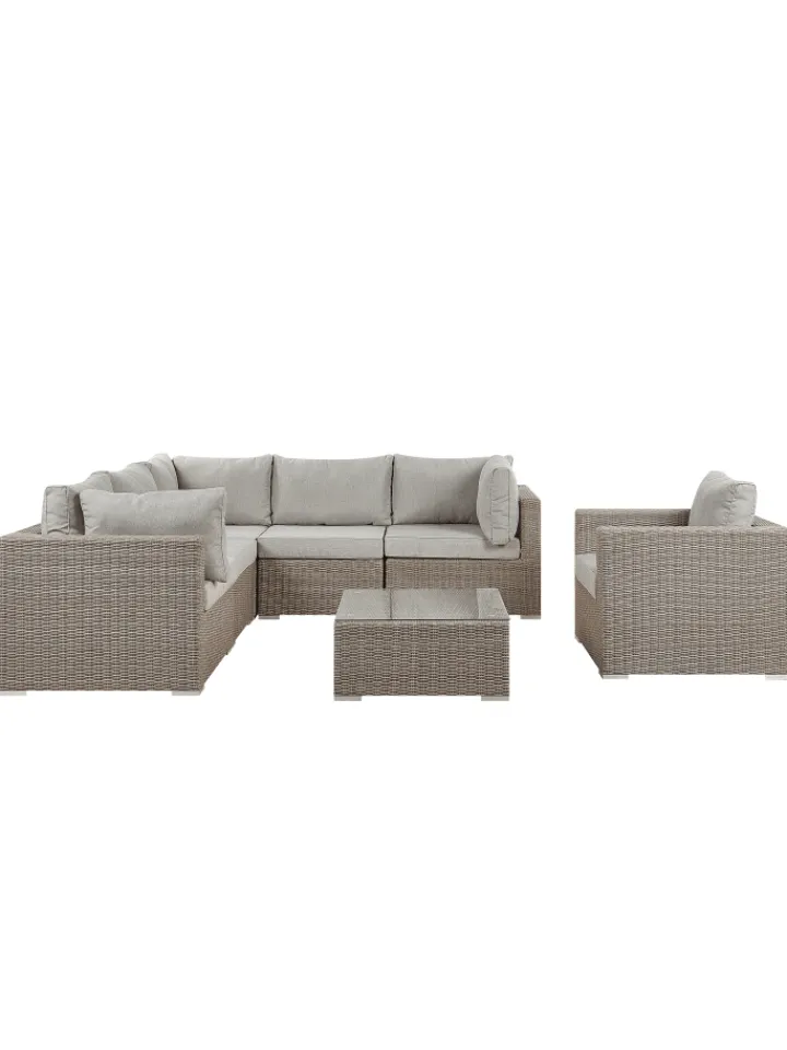 Beliani Gartenmöbel<7-tlg Lounge Set CONTARE in Grau/Beige