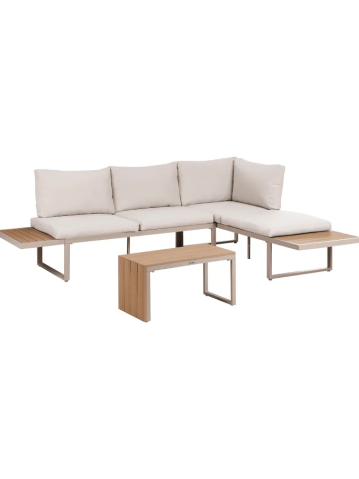 Beliani Gartenmöbel<3-tlg Lounge Set PIENZA in Beige/Braun/Schwarz
