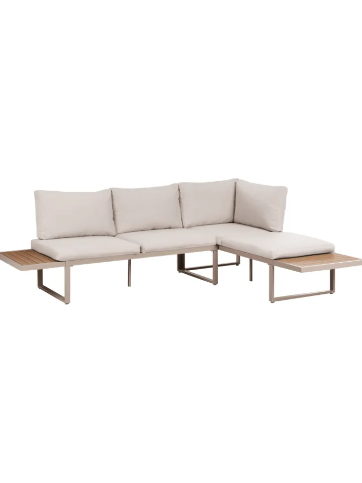 Beliani Gartenmöbel<3-tlg Lounge Set PIENZA in Beige/Braun/Schwarz