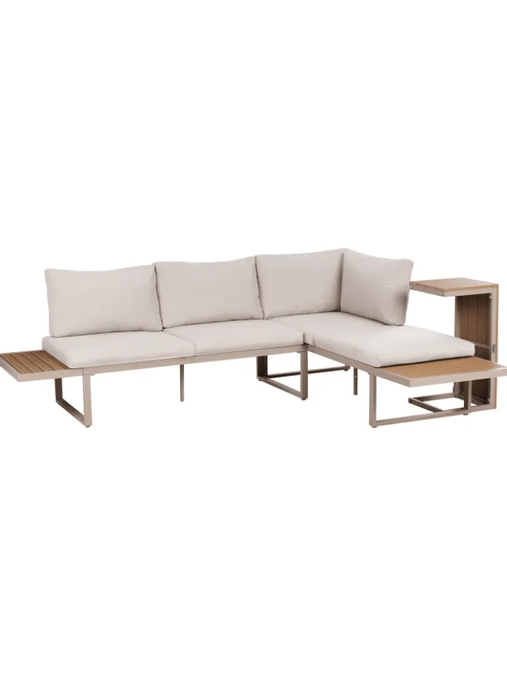 Beliani Gartenmöbel<3-tlg Lounge Set PIENZA in Beige/Braun/Schwarz