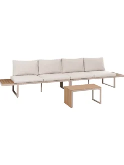 Beliani Gartenmöbel<3-tlg Lounge Set PIENZA in Beige/Braun/Schwarz