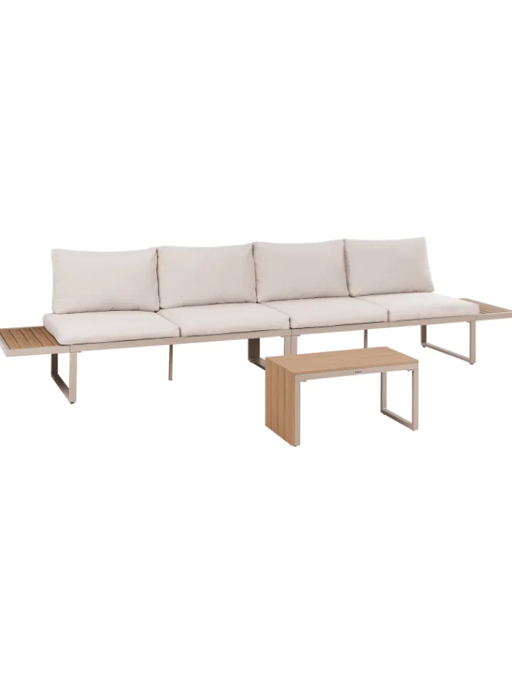 Beliani Gartenmöbel<3-tlg Lounge Set PIENZA in Beige/Braun/Schwarz