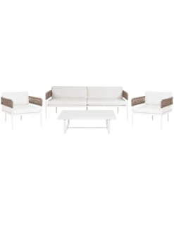 Beliani Gartenmöbel<4-tlg Lounge Set SERLA in Weiß/Beige