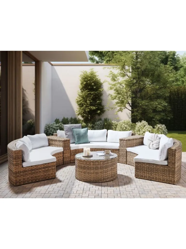 Beliani Gartenmöbel<2-tlg Lounge Set SEVERO in Braun/Weiß