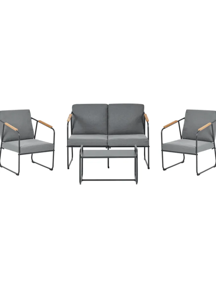Beliani Gartenmöbel<4-tlg Lounge Set VEZZANA in Grau/Schwarz/Braun