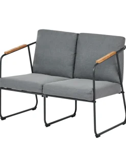 Beliani Gartenmöbel<4-tlg Lounge Set VEZZANA in Grau/Schwarz/Braun
