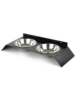 Paws&Whiskers Katzen<3tlg. Napfset in Schwarz - (B)50 x (H)6 x (T)20 cm