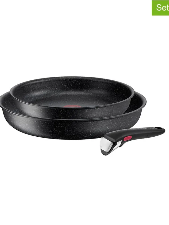 Tefal Kochgeschirr<3tlg. Pfannen-Set "Black Stone" in Schwarz