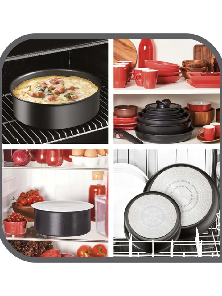 Tefal Kochgeschirr<3tlg. Pfannen-Set "Black Stone" in Schwarz