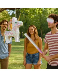 relaxdays Partyzubehör & -Dekoration<3-tlg. Pinata Set "Einhorn" in Bunt