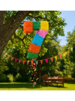 relaxdays Partyzubehör & -Dekoration<3-tlg. Pinata Set "Zahl 7" in Bunt